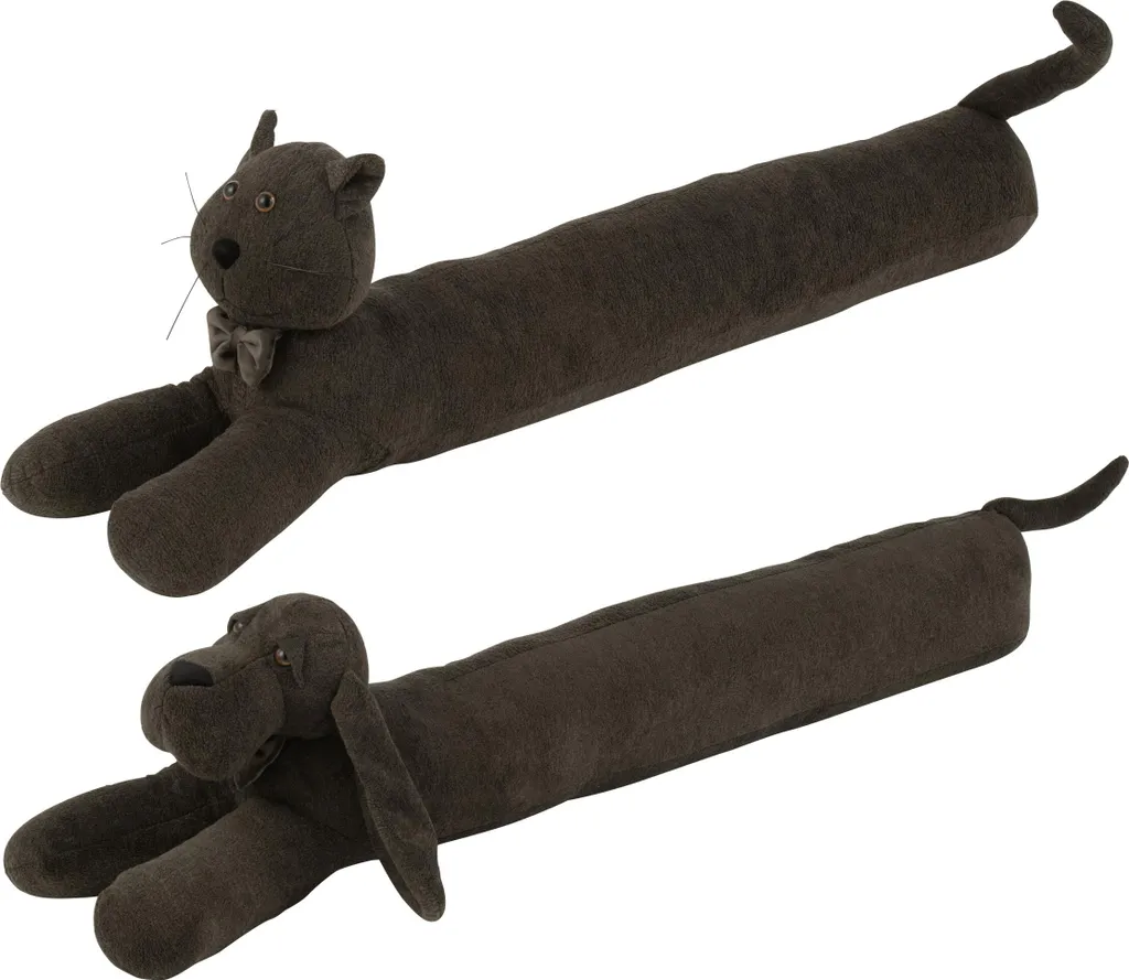 Bas de porte en tissu bouclé gris isolation thermique motif animaux