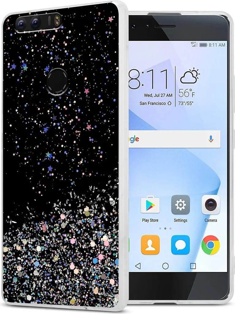 Cadorabo Honor 8 / 8 Premium Case TPU | Nero Glitter Resistente