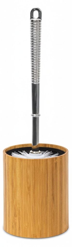 Relaxdays WC-Bürstenhalter Bambus, HxBxT:33x10,4x10,4cm, Produktbild 