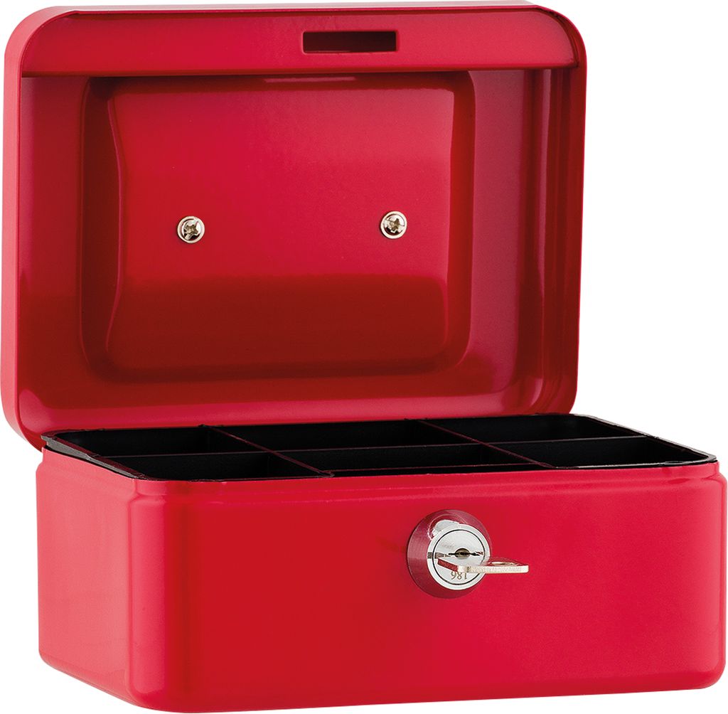 Geldkassette 15,2x8x11,5cm 5Fächer rot