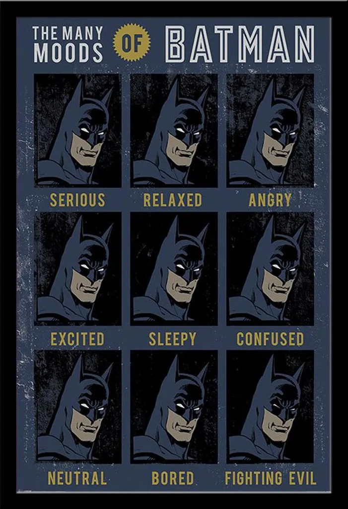 Déco Murale Batman The Many Moods avec Cadre Shinsuke pour Chambre Ado