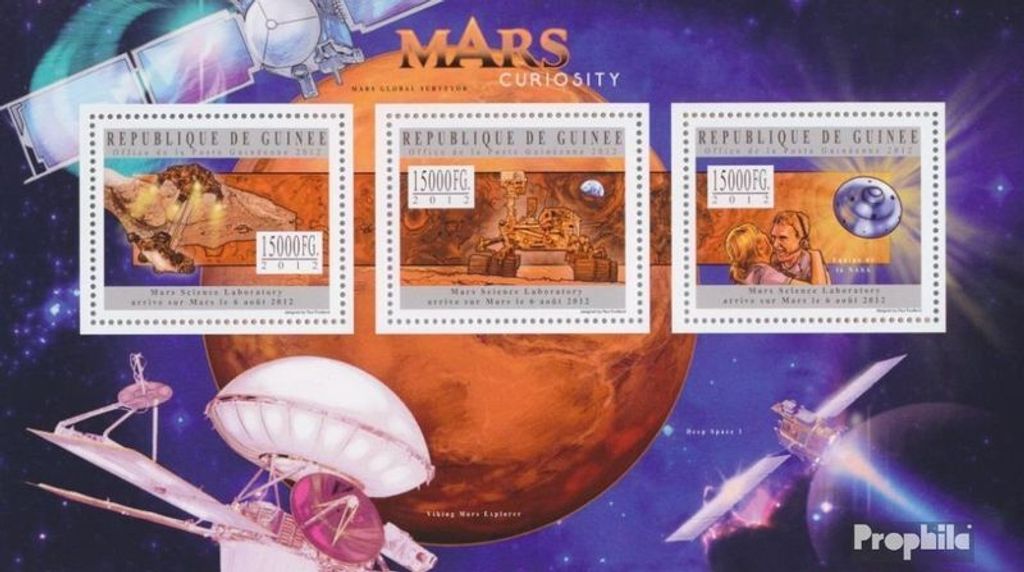 Briefmarken Guinea 2012 Mi 9440-9442 Kleinbogen (kompl. Ausgabe) postfrisch Mars (NASA-Team)