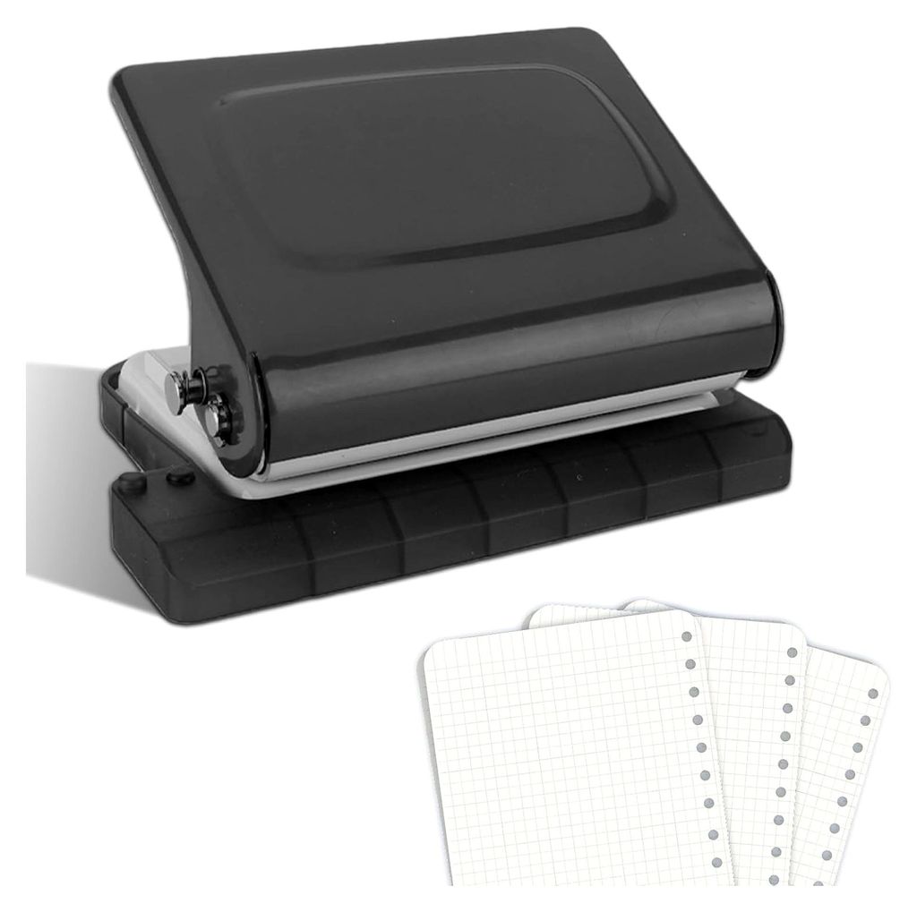10-fach Locher für Ordner, A4 und Büro, Bindemaschine für A4/B5/A5 Papier, Tagesplaner, Personal, Ringbuch (Grau)