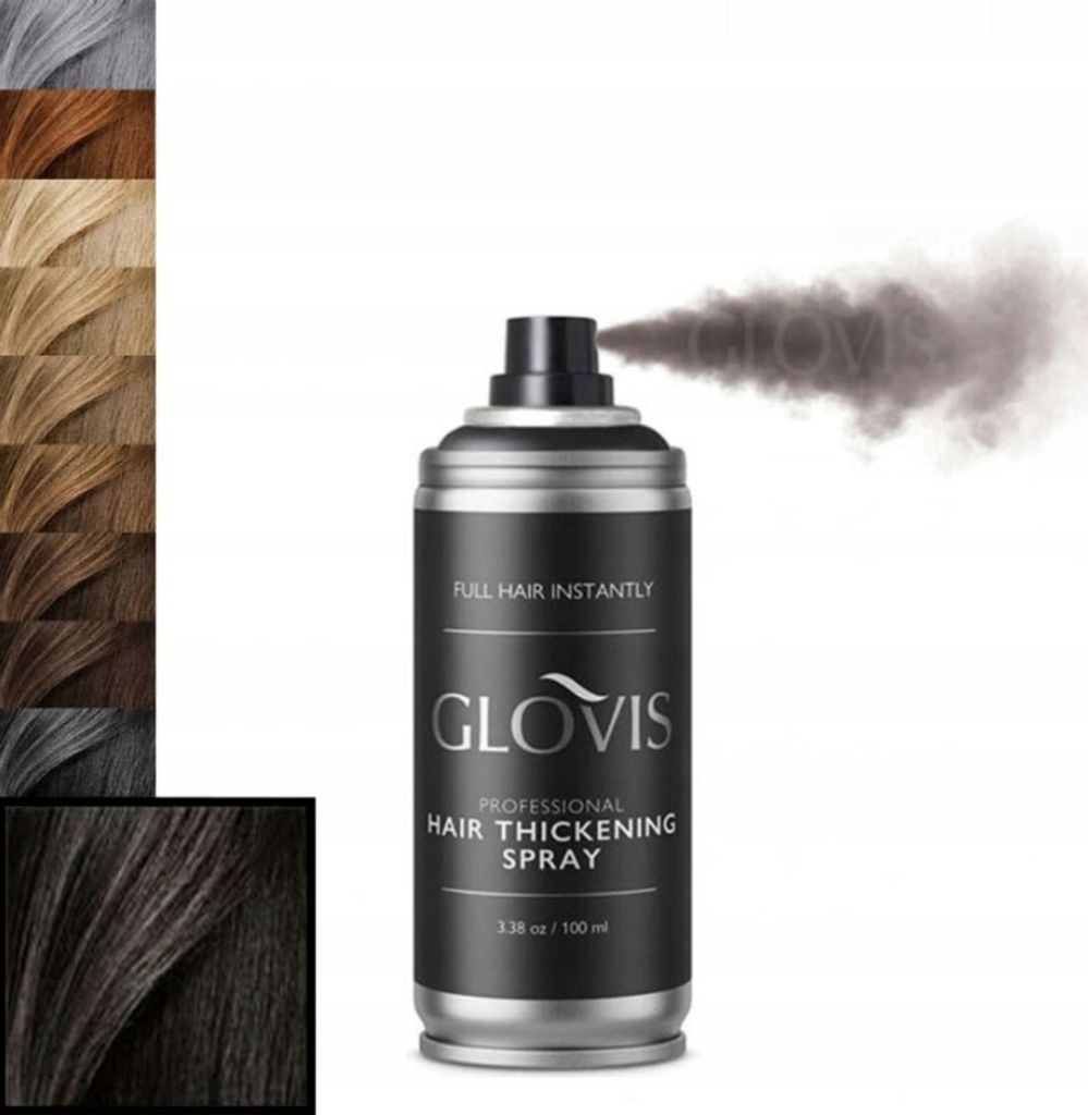 GLOVIS Thickener Streuhaar Schütthaar Haarfasern Haarverdichtungsspray 100 ml - SEHR DUNKELBRAUN