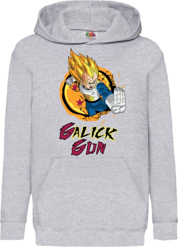 Kinder Kapuzenpullover Dragon Anime Manga Ball Z Vegeta Galick Gun, 7-8 Jahr - 128 / Grau