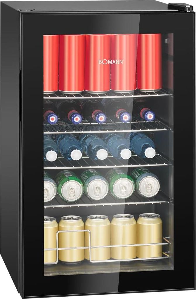 Bomann Glastür-Kühlschrank | Getränkekühlschrank mit 63 Liter | 4 Chromablagen | Doppelverglaste Tür | stufenlose Temperaturregelung | KSG 7287