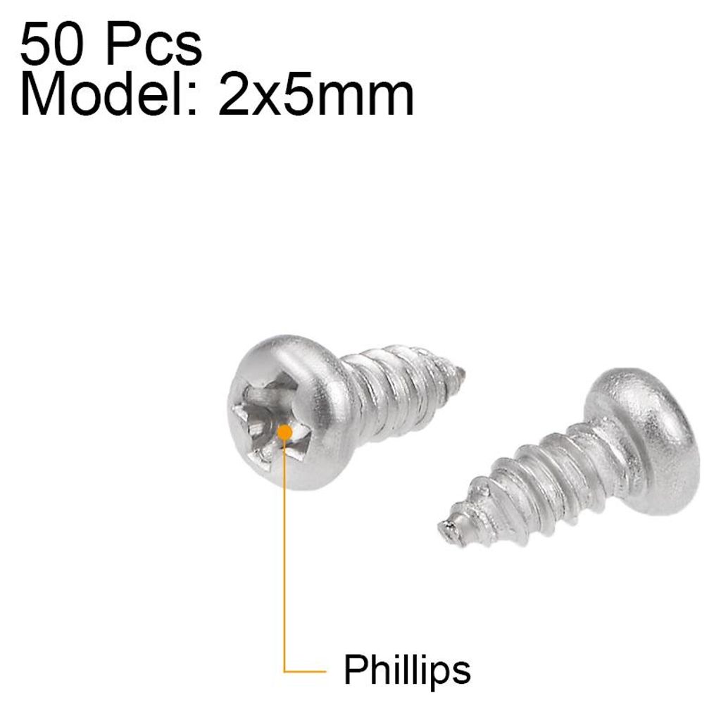 50stk. Selbstschneidend Schrauben Kreuzschlitzkopf 316 Edelstahl Anschluss Bolzen M2x5mm
