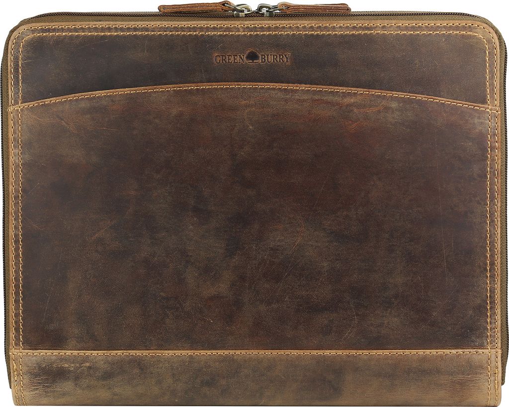 Greenburry Vintage A4 Leder Business Schreibmappe mit Tabletfach 1721B