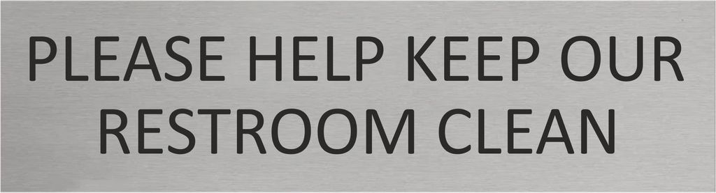 CombiCraft Aluminium Türschild Please Help Keep Our Restroom Clean 165x45mm mit 3M-Tape zur Befestigung, einfache Kennzeichnung von Räumen und Be...