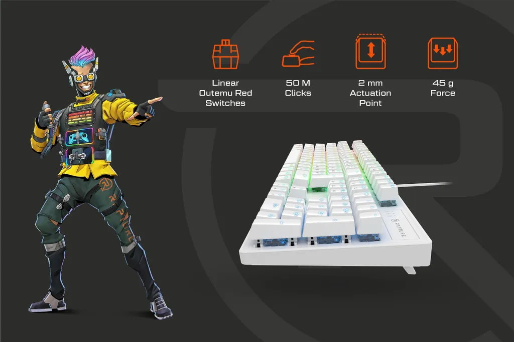 Clavier Rapture X-RAY Outemu Rouge Blanc avec Rétroéclairage Layout FR - 4