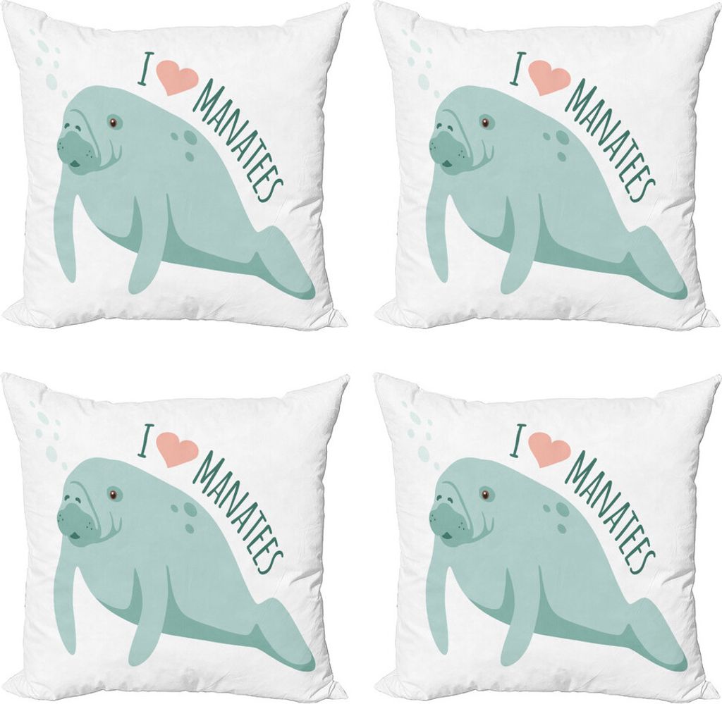 ABAKUHAUS Seekuh Kissenbezug Set (4 Stück), Pastell tonte Arrangement, Moderner Doppelseitiger Digitaldruck, 45 cm x 45 cm, Mint Green Jade-Grün