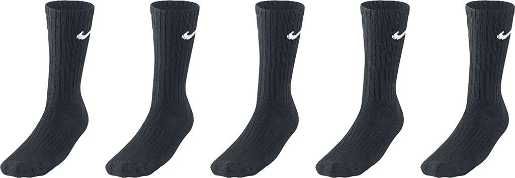 5 Paar Nike SX7664 Socken Lang Herren Damen - Farbe: Schwarz - Größe: 34-38