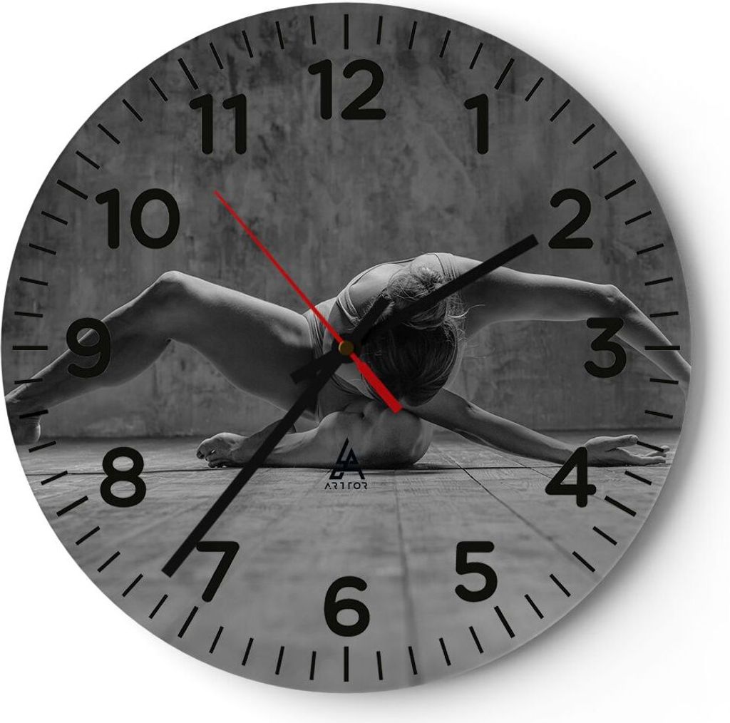 Wanduhr - Rund - Glasuhr - Tanz Schwarzweiß Frau - 40x40cm - Schleichendes Uhrwerk - Lautlos - zum Aufhängen bereit - Dekoration Modern - Wanddek...