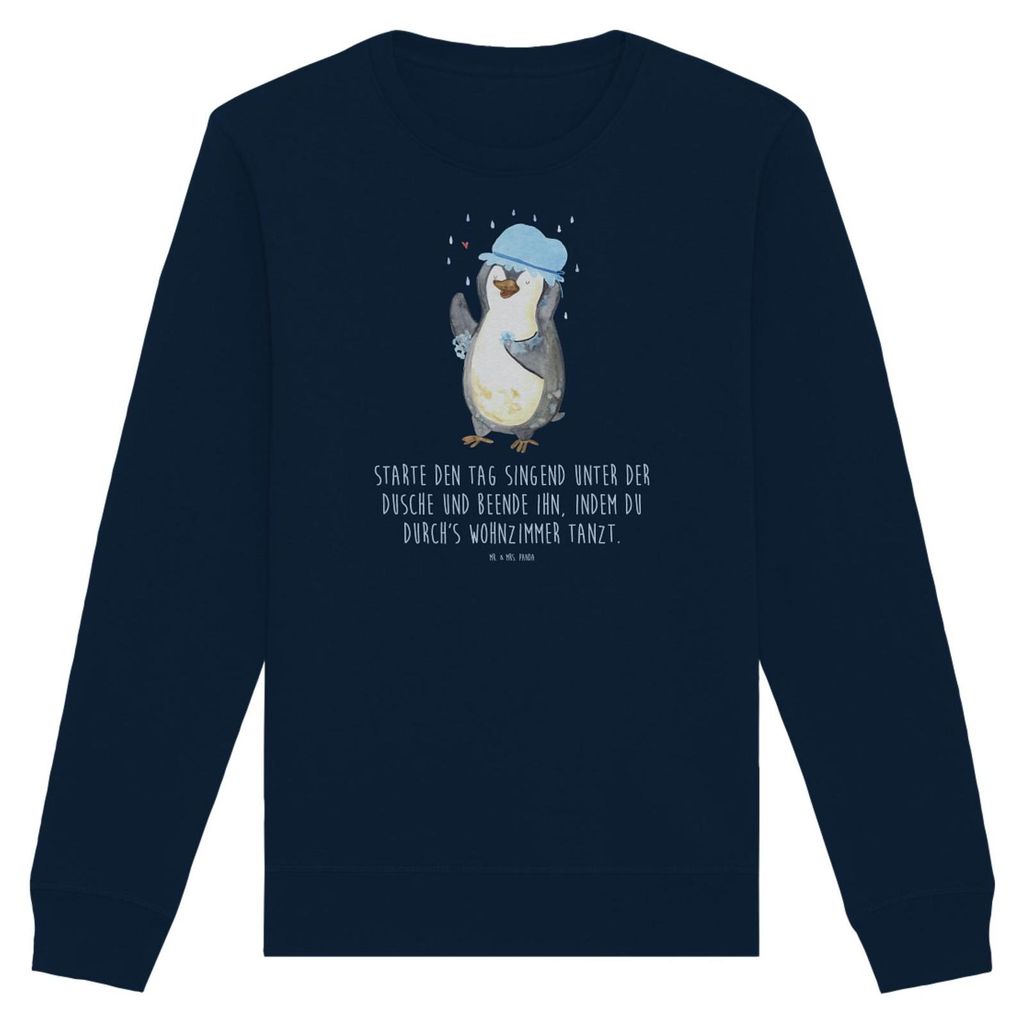 Mr. & Mrs. Panda Rundhals Sweatshirt Pinguin Duschen Größe XL - French Navy - Geschenk, Dusche, Singen, Duschkonzert, Pullover, Bio, Sweater, Pul...