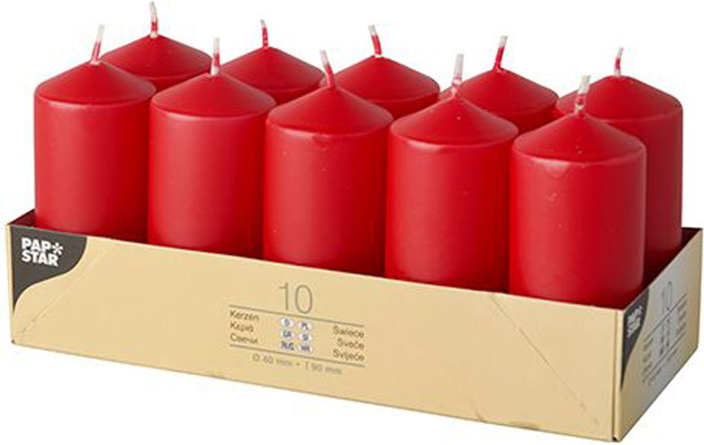 Papstar Stumpenkerzen Rot 90/40mm 10er Zdjęcie produktu 