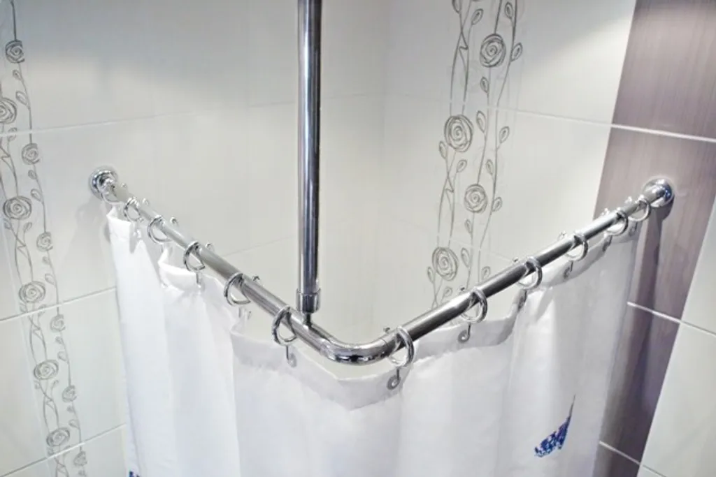 Tringle de douche d'angle grande largeur 200 cm sans support plafond - 3