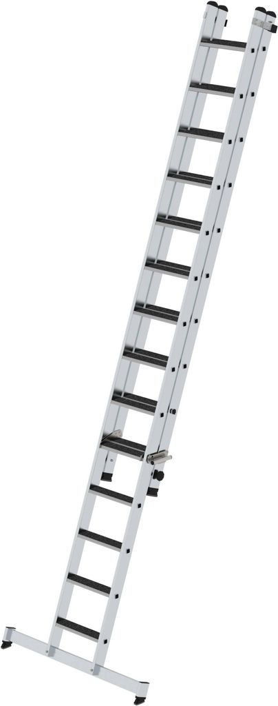 Stufen-Schiebeleiter 2-teilig mit nivello-Traverse und clip-step R13 1x14 + 1x10