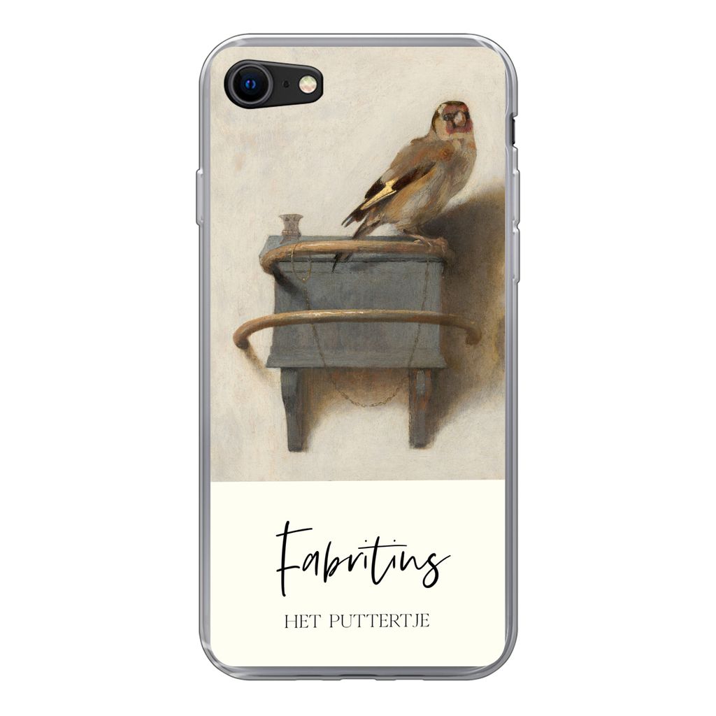 MuchoWow Handyhülle Schutzhülle Hülle für iPhone 7 Alte Meister - Der Stieglitz - Fabritius Silikon Softcase Handy Hülle - Kartenhalter