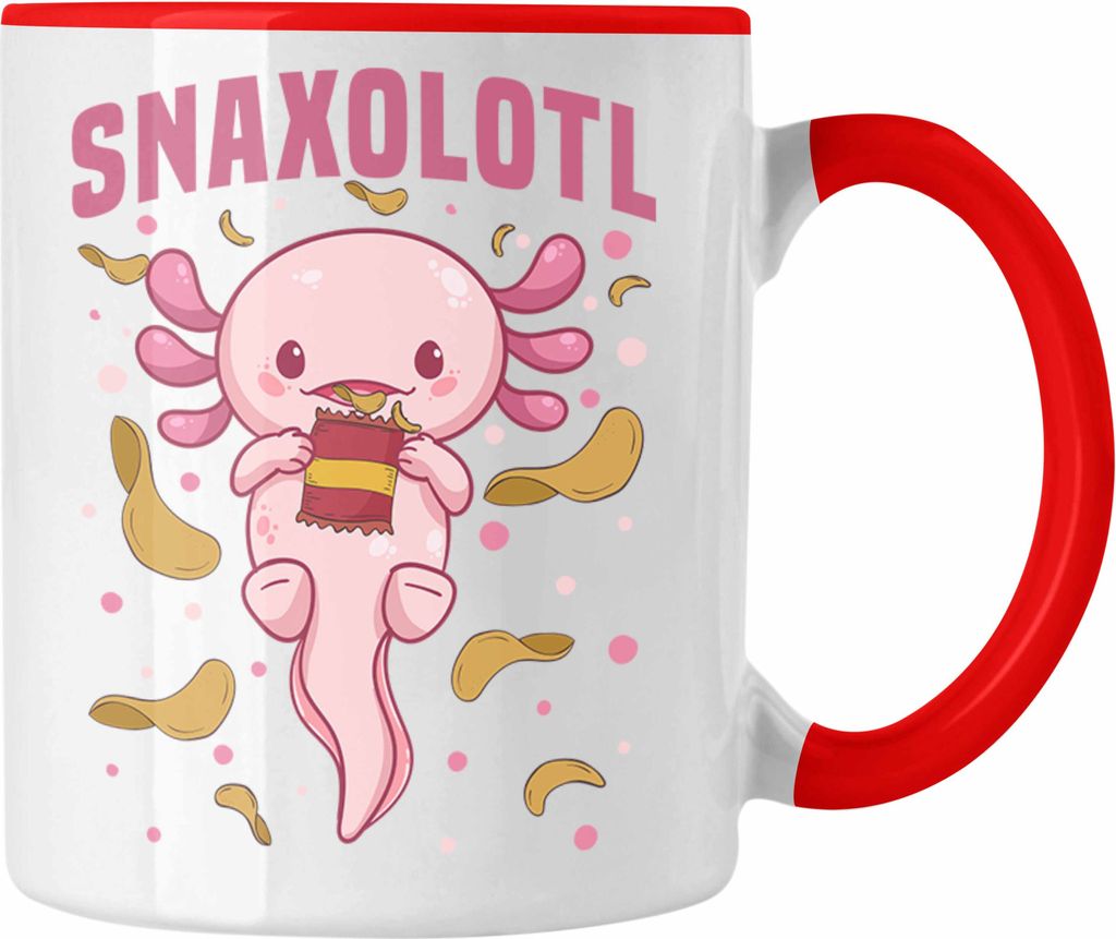 Trendation - Axolotl Tasse Geschenk für Schwanzlurch-Liebhaber Snaxolotl (Rot)