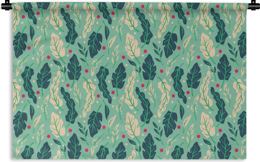 MuchoWow Wandteppich Wandbehang Blätter - Beere - Muster - Winter 60x40 cm Tapisserie Dekoration Wandtuch - Wanddekorationen