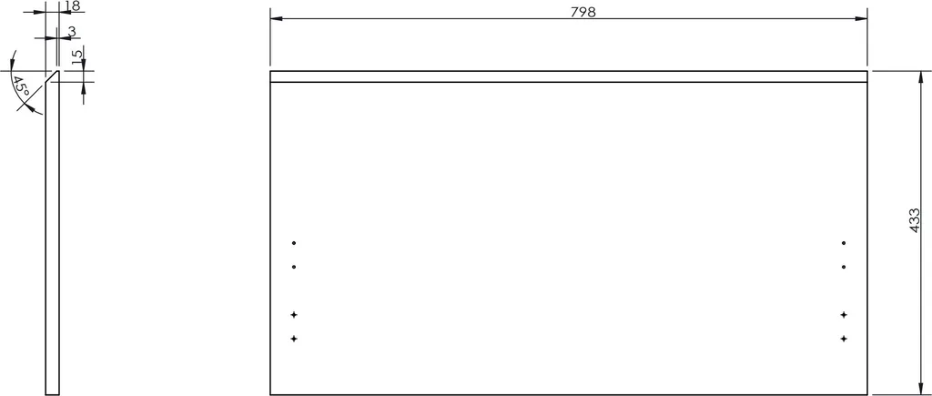 Mexen Rivel frontale scanalato per corpo mobiletto bagno 80 x 43,5 cm, bianco opaco - 91A20-0800-470-1-01