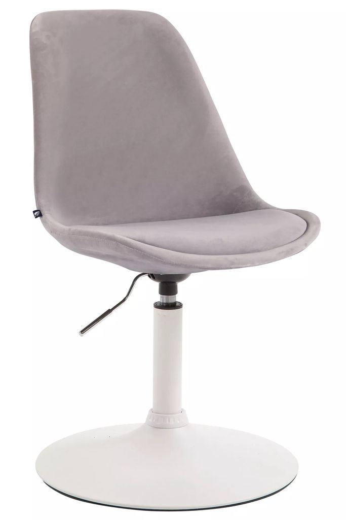 In And OutdoorMatch Besucherstuhl Madelyn - Esszimmerstuhl - Grauer Samt - Weißes Bein - 1er-Set - Sitzhöhe 48 cm - Deluxe