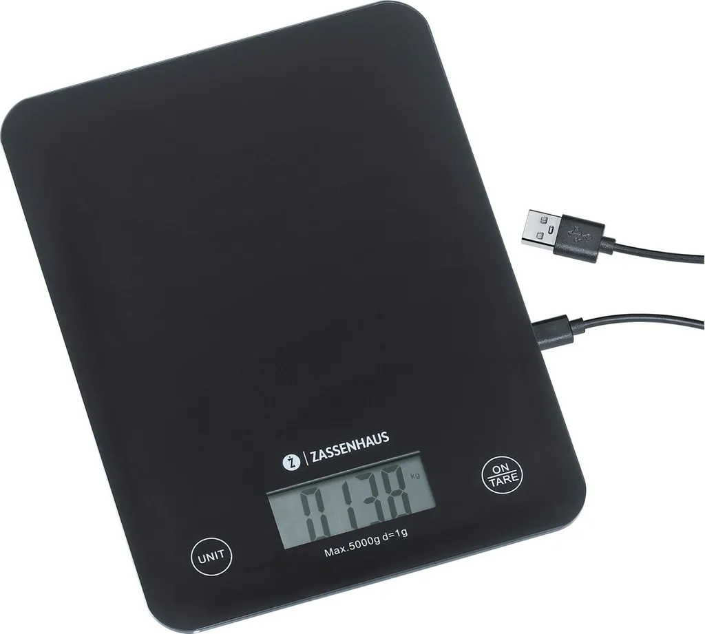 Bilancia Digitale Zassenhaus BALANCE USB Nera | Ricaricabile 5kg/1g