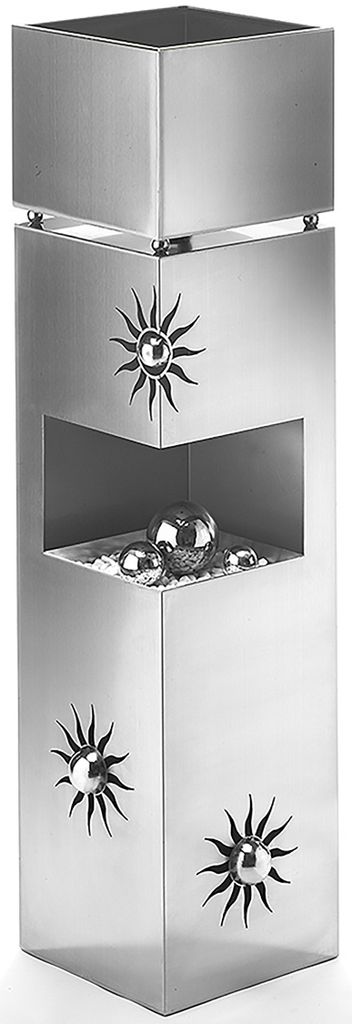 Kobolo Blumensäule Dekosäule Pflanzsäule Schale BULLET - Edelstahl 100 cm - 3 Dekokugeln