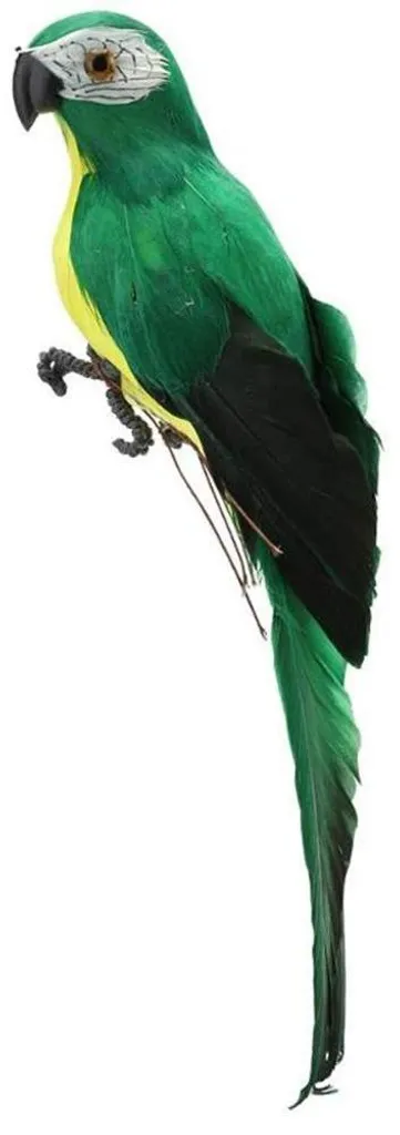 Perroquet Artificiel Vert 25cm en Plumes de Mousse Ara pour Décoration