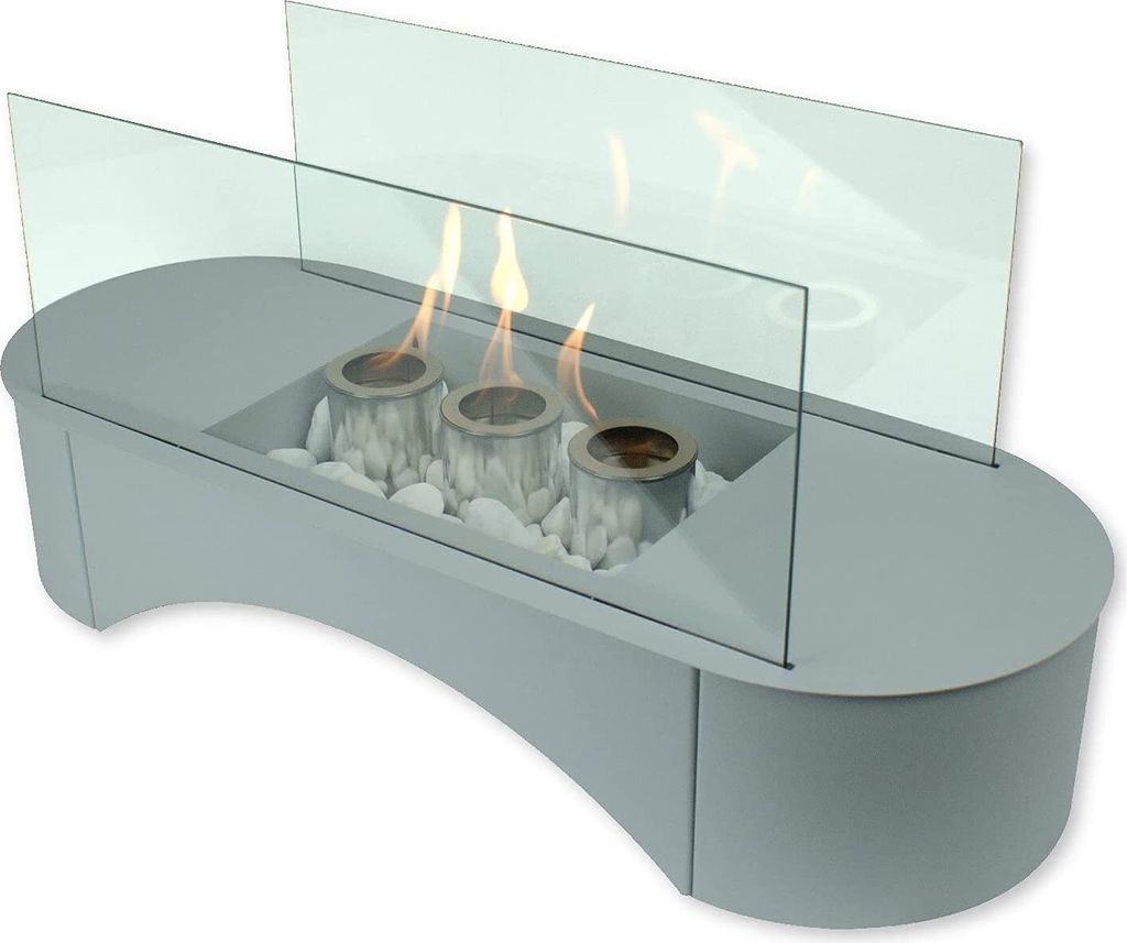 Tischkamin Pompei Premium Silber