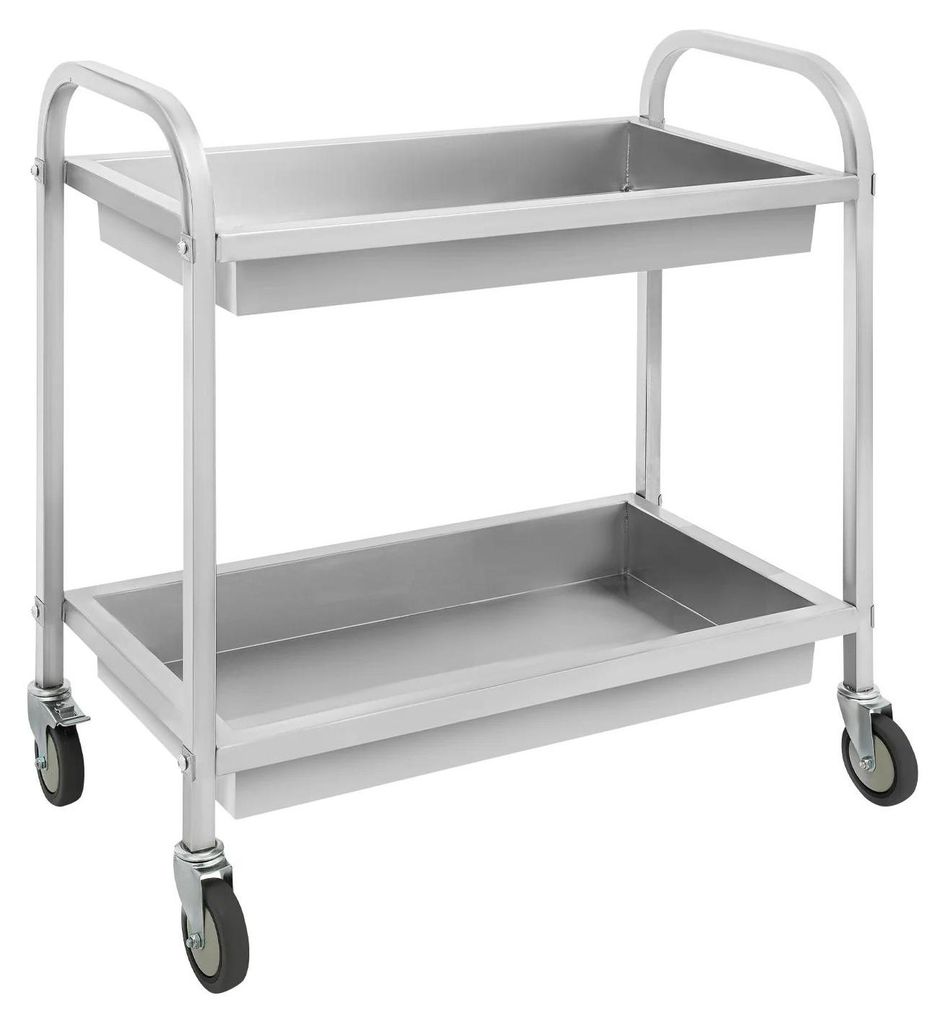 Servierwagen - 2-stöckiger Servicewagen - Schwerlast - Edelstahl 201 - Für Küche Salon Klinik Restaurant Hotel Café