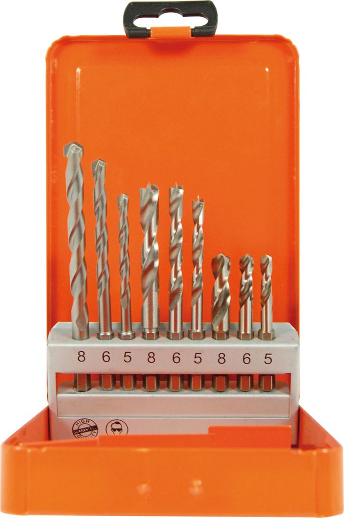 Projahn Spiralbohrer Kassette Stahl Stein Holz Bohrer Set 9-tlg.
