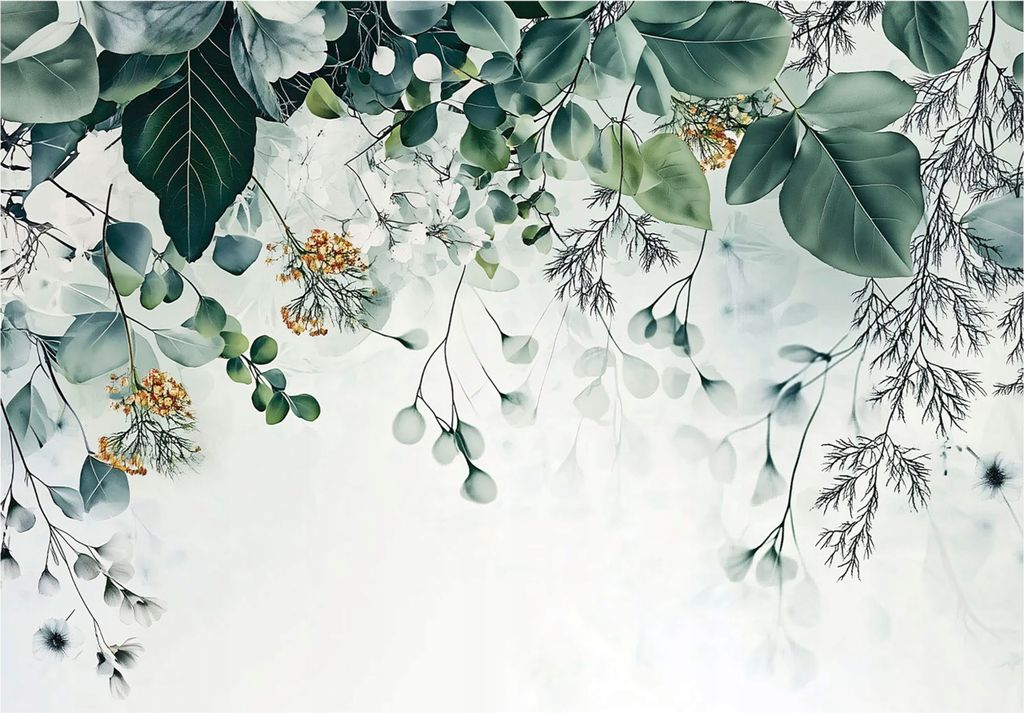 Fototapete - Blätter Grün Natur - 350x250 cm - inklusive kleister - Vlies Tapete - Vliestapete Wohnzimmer Schlafzimmer Küche Modern Wandtapete