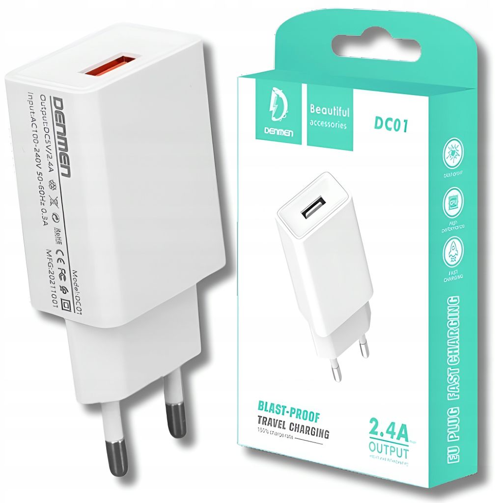 Szybka Ładowarka Sieciowa Usb 2.4 A 2A Fast Charge Wtyczka Zdjęcie produktu 