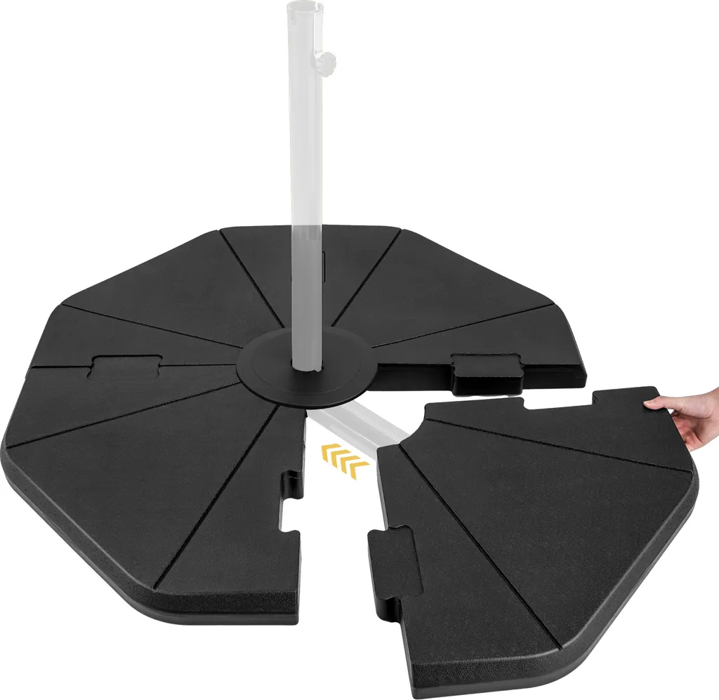Base de parasol anti-basculement 76kg remplissable pour pied en croix