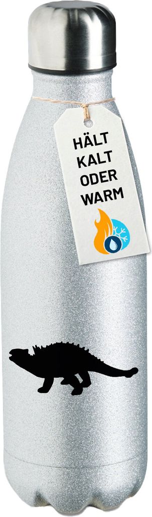 Huuraa Trinkflasche Ankylosaurus Dinosaurier 500ml Silver Edelstahl Wasserflasche Trinkflasche Geschenkidee