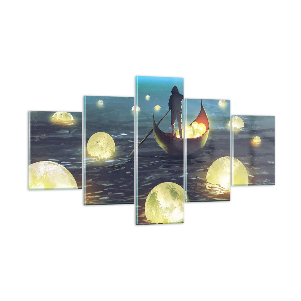 Bilder auf glas - Boot Wasser Märchen - 125x70cm - Glasbilder - Wandbilder - Kunstdruck - zum Aufhängen bereit - Wanddekoration aus Glas - Glas B...