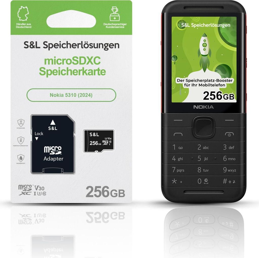 microSD Speicherkarte S&L für Nokia 5310 (2024) - Speicherkapazität: 256 GB