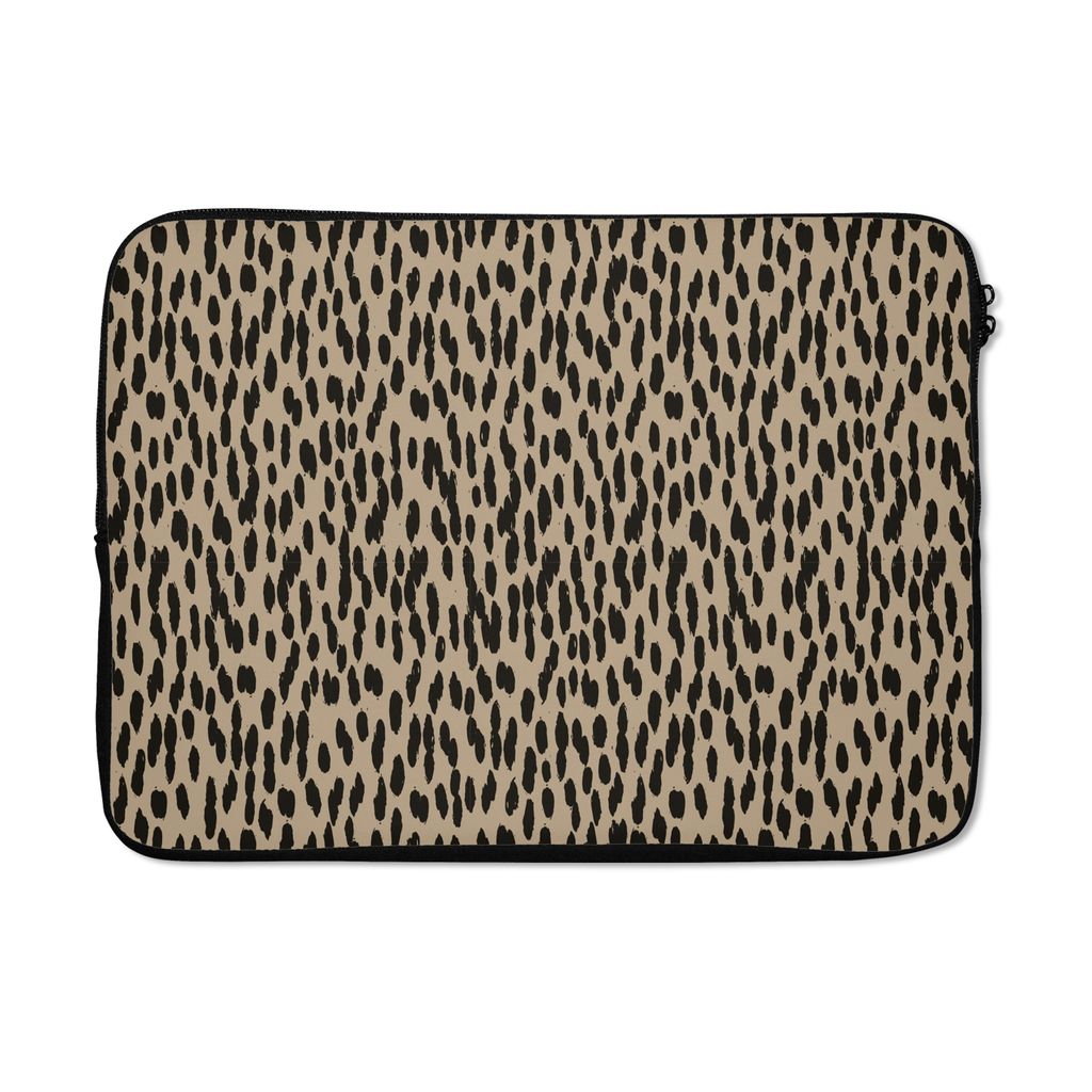 MuchoWow Laptop Hülle 13 Zoll Pantherdruck - Schwarz - Braun - Muster - Polka dots Laptoptasche - Laptophülle - Sleeve - Rundumschutz