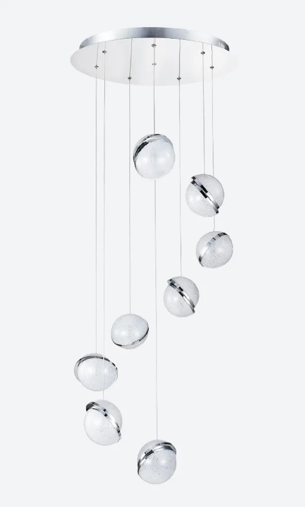 Suspension LED MALCOLM 4000K argentée - Puissante 64W, Ø 50 cm