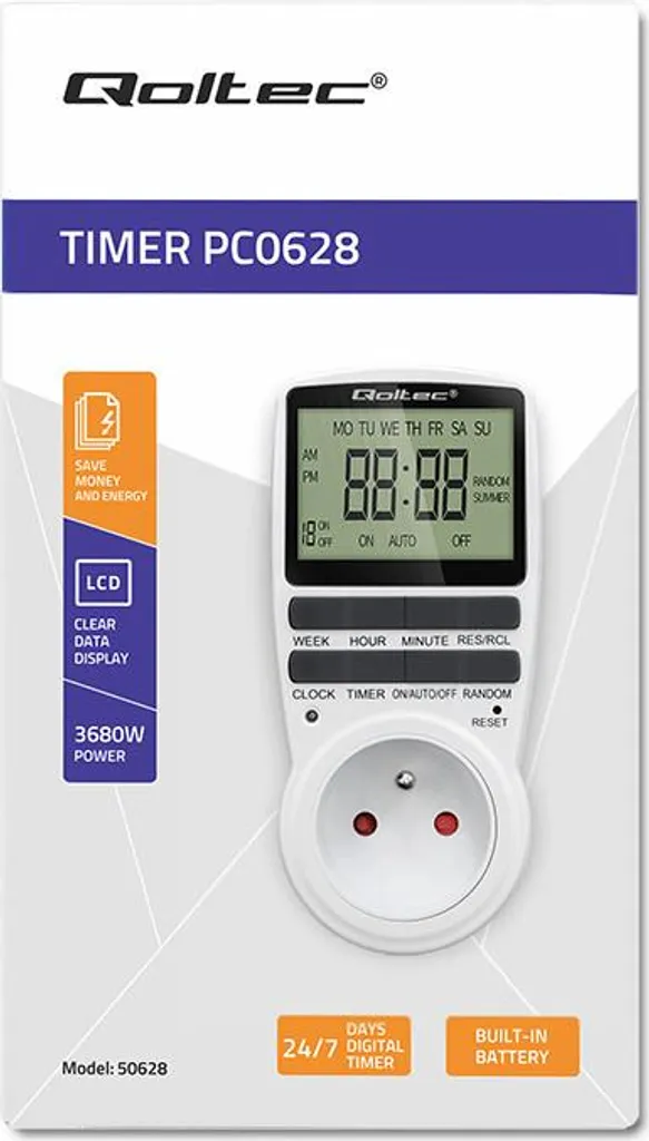 Programmateur LCD Qoltec PC0628 avec batterie de secours et 10 cycles - 16