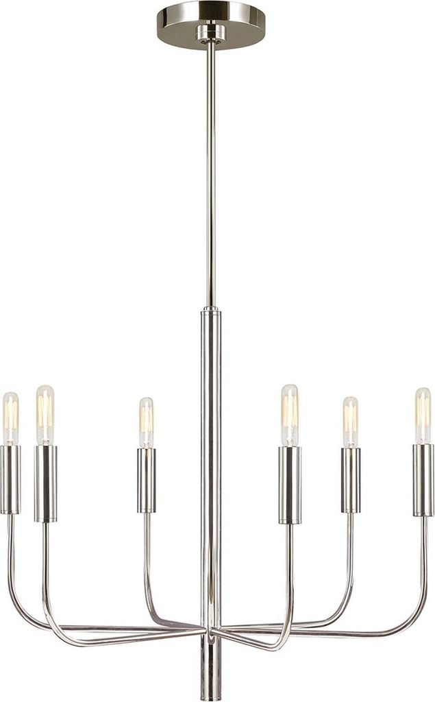 Kronleuchter Metall Stoff E14 B: 61 cm H: max. 194,4 cm Nickel poliert Jugendstil Lüster Hängelampe