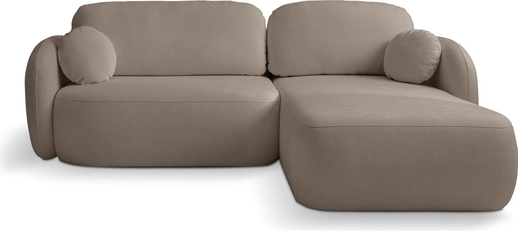 Masseno Ecksofa AMICO R-S mit Schlaffunktion L-Form, Sofa mit Bettkasten, Wohnzimmersofa, Couch, Soffa, Bettsofa, Couchgarnitur- Braun, SICURO 45