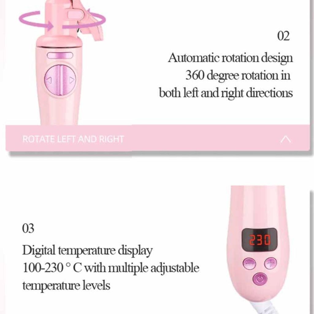 INF 9mm Mini Automatischer Lockenstab Gold Pink Keramik für Reisen