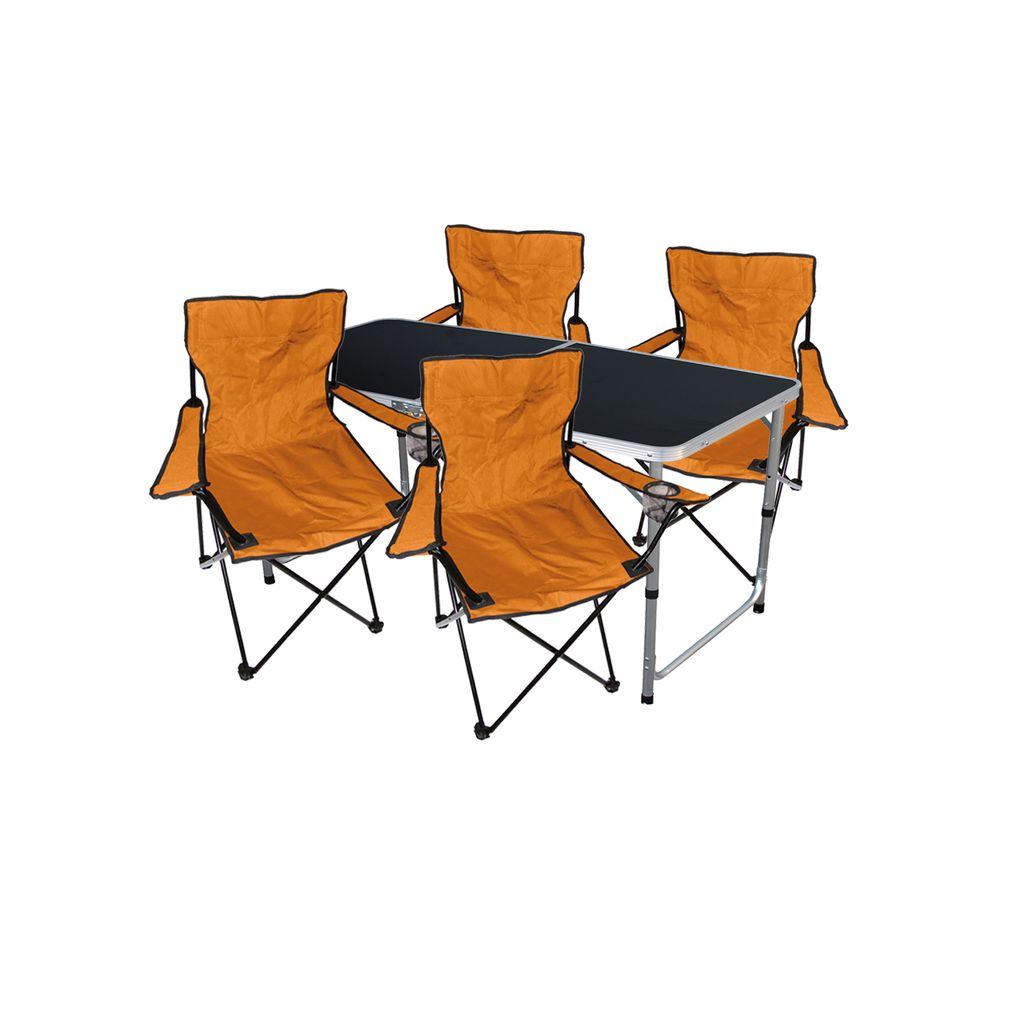 3-teiliges Campingmöbel Set Alu mit Tragegriff Camping orange L70xB50xH59cm 