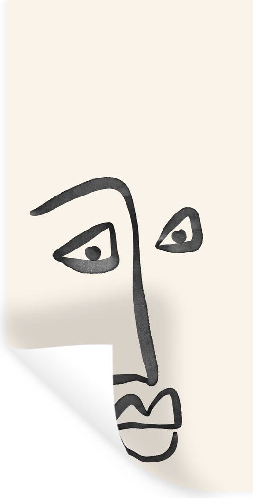 MuchoWow Wandtattoo Wandsticker Wandaufkleber Gesicht - Augen - Strichzeichnung 80x160 cm Selbstklebend und Repositionierbar - Sticker - Dekorfolie