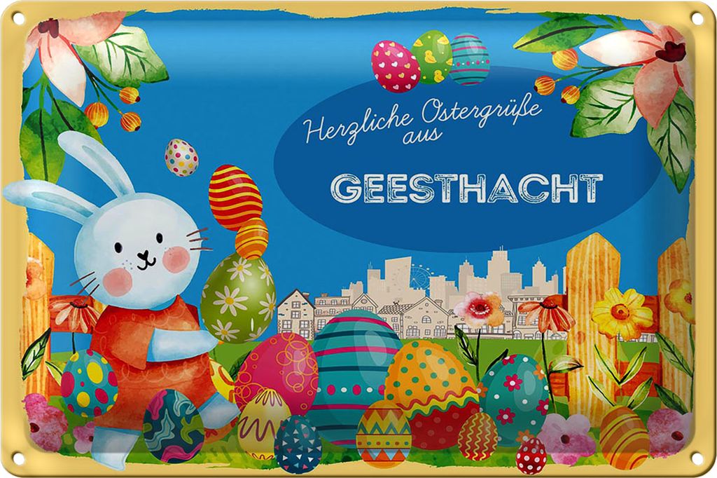 Blechschild Ostern Ostergrüße 30x20cm GEESTHACHT