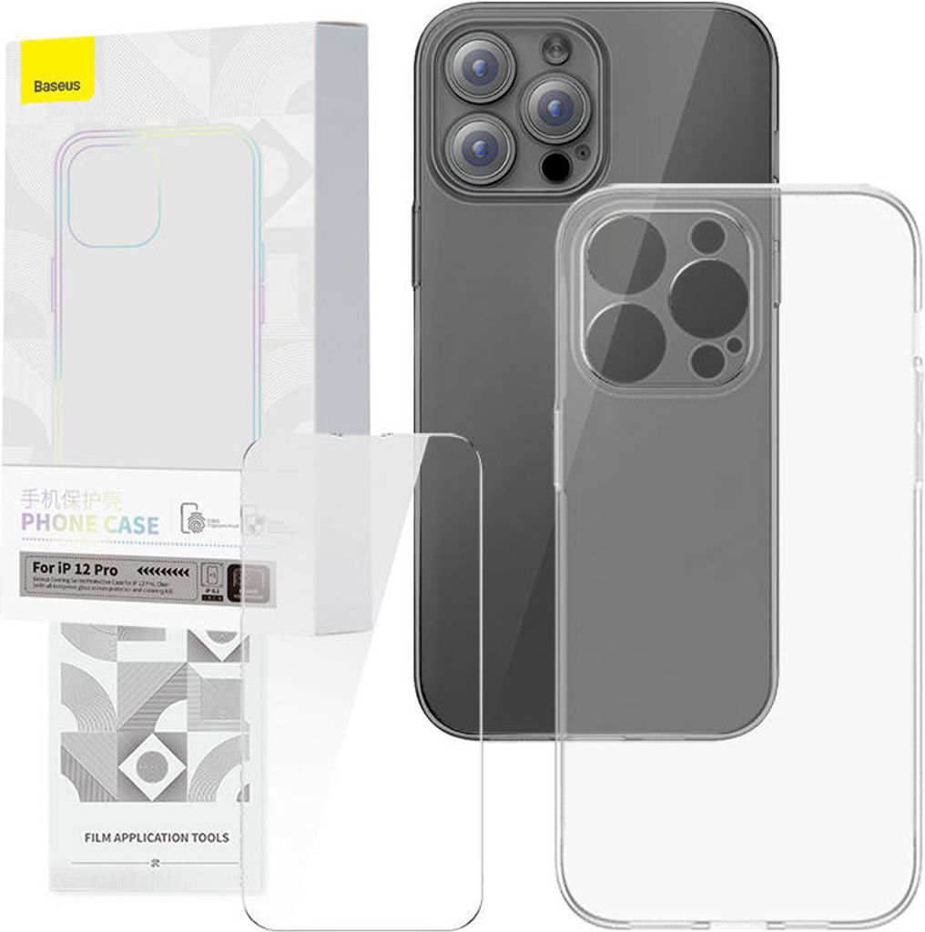 Baseus Corning Set aus gehrtetem Glas und Displayschutzfolie fr iPhone 12 Pro, klar