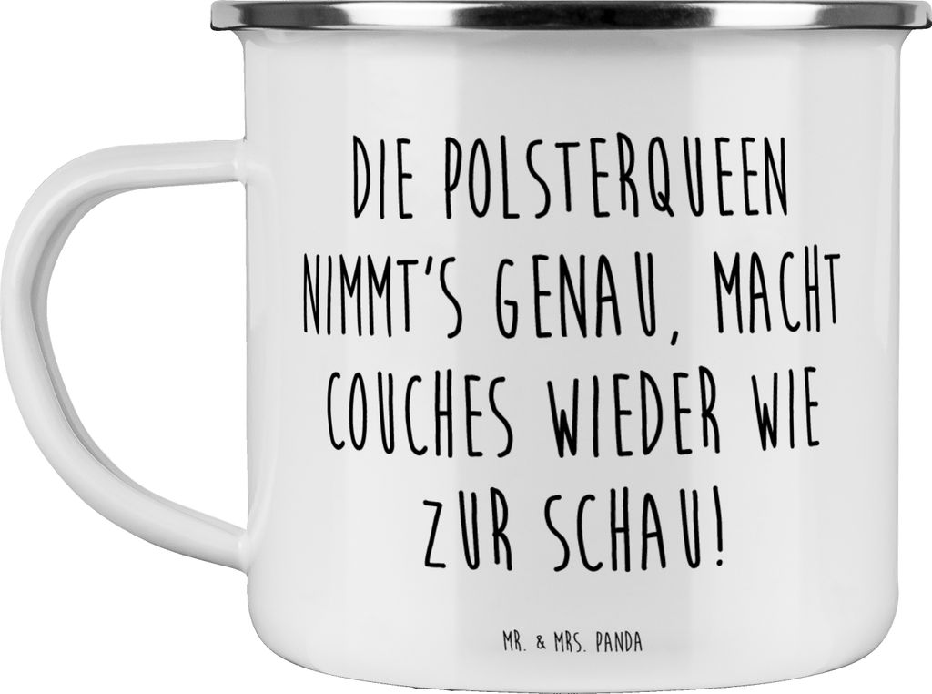 Mr. & Mrs. Panda Camping Emaille Tasse Spruch Polsterei Präzision - Weiß - Geschenk, Möbelrestaurierung, Beruf, Berufsliebe, becher, Polsterarbe...