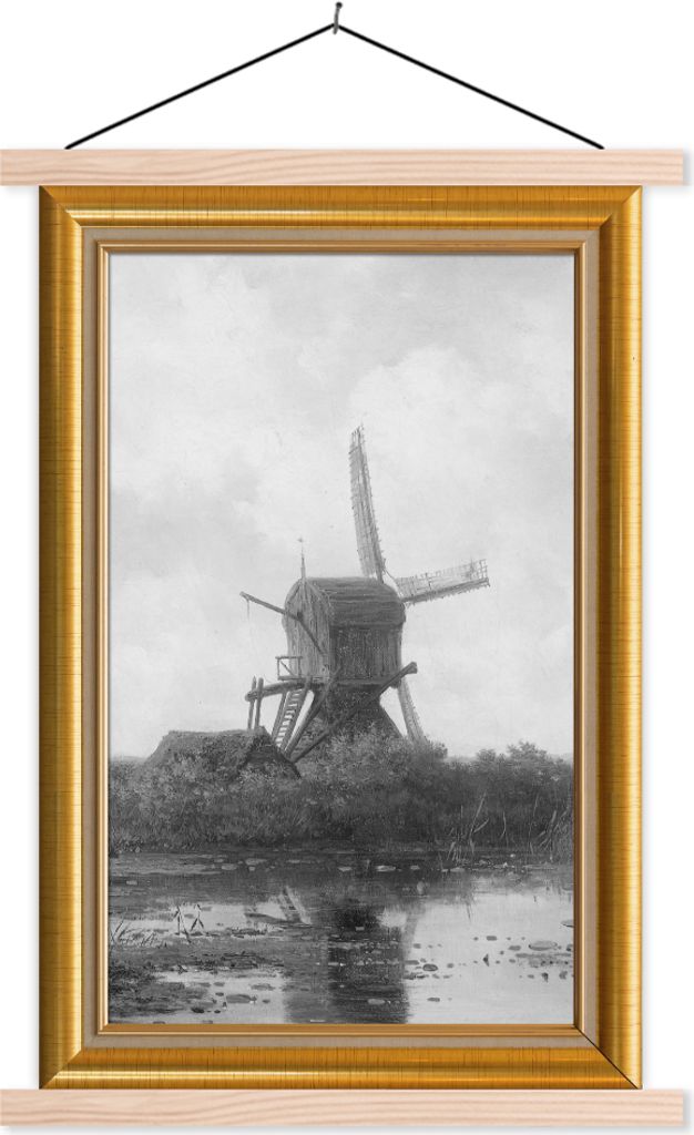 MuchoWow Textilposter Kunst - Alte Meister - Liste - Gold 120x180 cm mit holzfarbenen Rahmen - Textil-Plakat